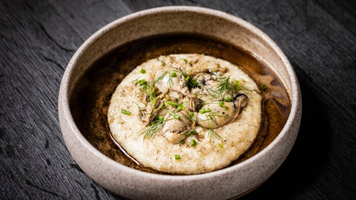 Oysters & Grits in Bourbon Brown Butter.