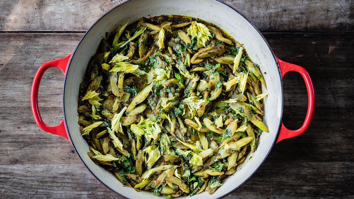 Stewed Celery with Herbs & Persian Lime